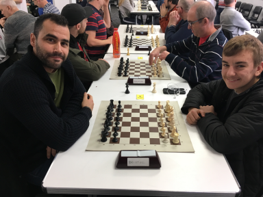 Oscar Garcia, who finished 4th with 7.5/11, and Jack Tye, who had a fantastic rating performance jump and finished on 5 points, facing off in round 3.