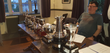 John Paines in awe at the silverware to be awarded.