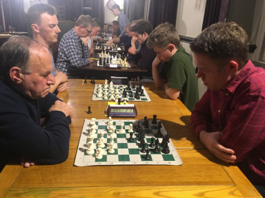 Richard Savory facing off against IM Jim Sherwin and Oliver Stubbs takes on Anthony Stannard.
