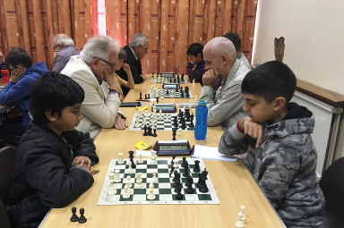 New recruit Bilal Ahmed getting a game in, with Richard Livermore facing off against Shaun Walsh.